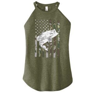 Fishing Camouflage US American Flag Bass Fish Fisherman Camo Women's Perfect Tri Rocker Tank