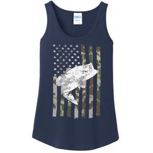 Fishing Camouflage US American Flag Bass Fish Fisherman Camo Ladies Essential Tank