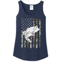 Fishing Camouflage US American Flag Bass Fish Fisherman Camo Ladies Essential Tank