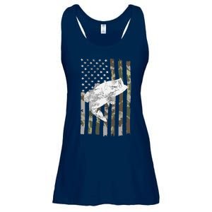 Fishing Camouflage US American Flag Bass Fish Fisherman Camo Ladies Essential Flowy Tank