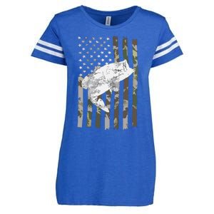 Fishing Camouflage US American Flag Bass Fish Fisherman Camo Enza Ladies Jersey Football T-Shirt