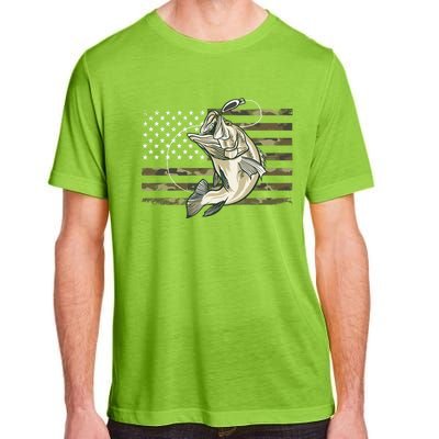 Fishing Camouflage Us American Flag Bass Fish Fisherman Camo Adult ChromaSoft Performance T-Shirt