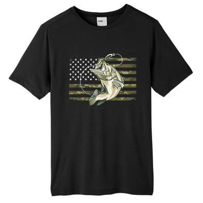 Fishing Camouflage Us American Flag Bass Fish Fisherman Camo Tall Fusion ChromaSoft Performance T-Shirt