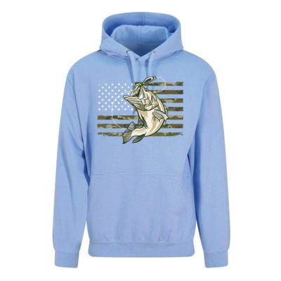 Fishing Camouflage Us American Flag Bass Fish Fisherman Camo Unisex Surf Hoodie