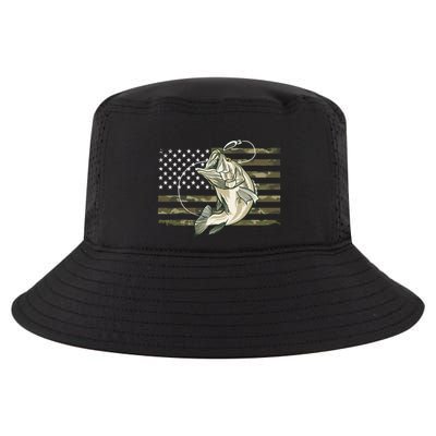 Fishing Camouflage Us American Flag Bass Fish Fisher Camo Gift Cool Comfort Performance Bucket Hat