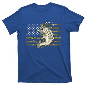 Fishing Camouflage Us American Flag Bass Fish Fisher Camo Gift T-Shirt