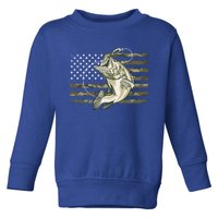 Fishing Camouflage Us American Flag Bass Fish Fisher Camo Gift Toddler Sweatshirt