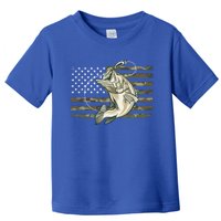 Fishing Camouflage Us American Flag Bass Fish Fisher Camo Gift Toddler T-Shirt