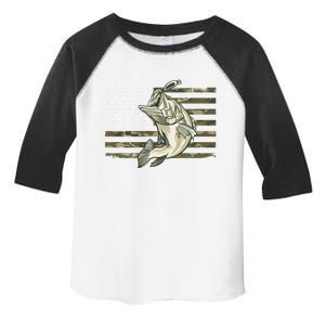 Fishing Camouflage Us American Flag Bass Fish Fisher Camo Gift Toddler Fine Jersey T-Shirt