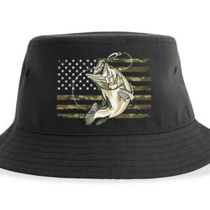 Fishing Camouflage US American Flag Bass Fish Fisherman Camo Sustainable Bucket Hat