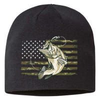 Fishing Camouflage US American Flag Bass Fish Fisherman Camo Sustainable Beanie