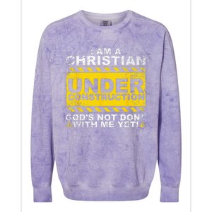 Funny Christian Under Construction Gift Catholic Colorblast Crewneck Sweatshirt