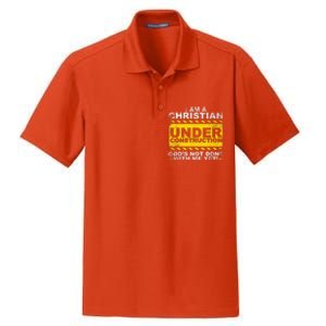 Funny Christian Under Construction Gift Catholic Dry Zone Grid Polo