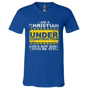 Funny Christian Under Construction Gift Catholic V-Neck T-Shirt