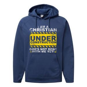 Funny Christian Under Construction Gift Catholic Performance Fleece Hoodie