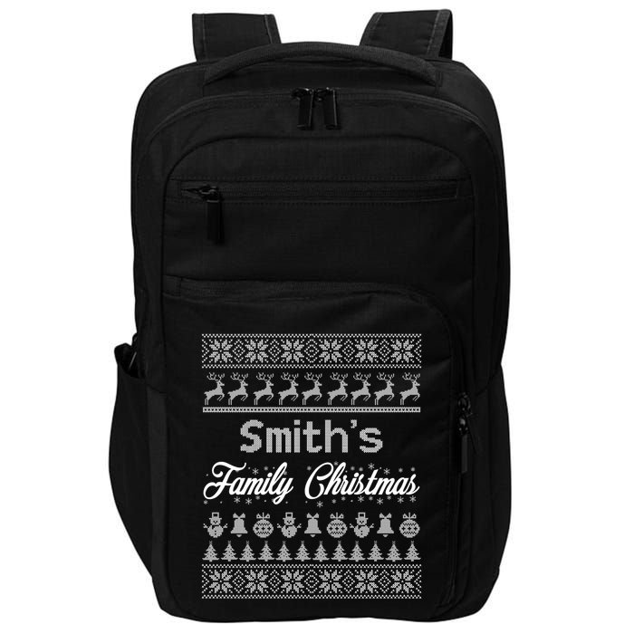 Custom Family Christmas Ugly Sweater Personalized Impact Tech Backpack