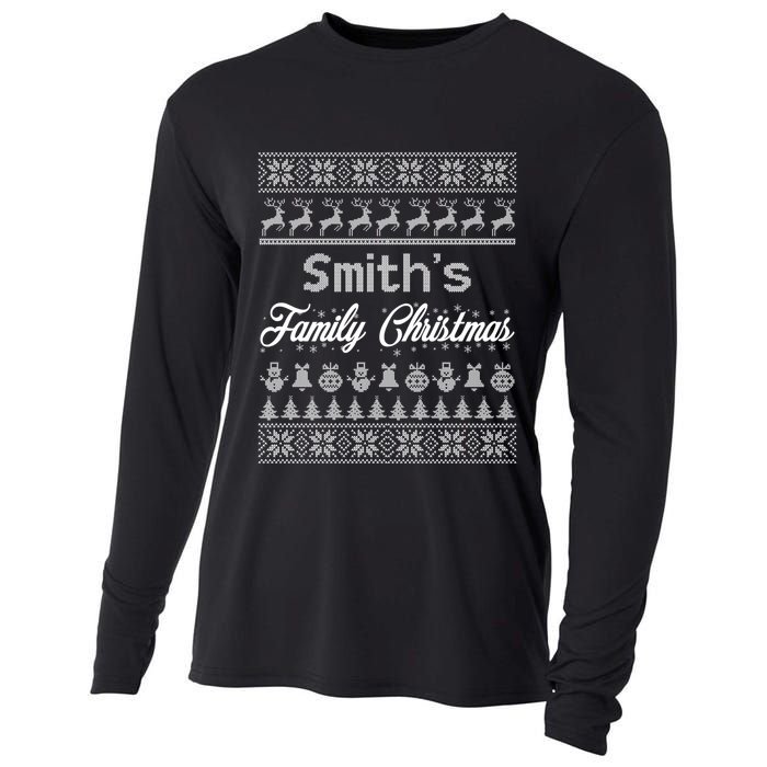 Custom Family Christmas Ugly Sweater Personalized Cooling Performance Long Sleeve Crew