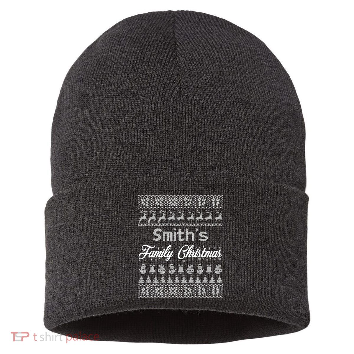 Custom Family Christmas Ugly Sweater Personalized Sustainable Knit Beanie