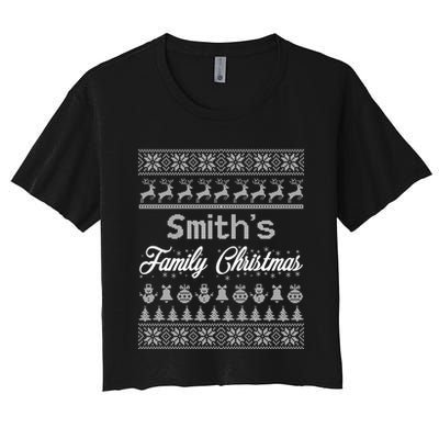 Custom Family Christmas Ugly Sweater Personalized Crop Top