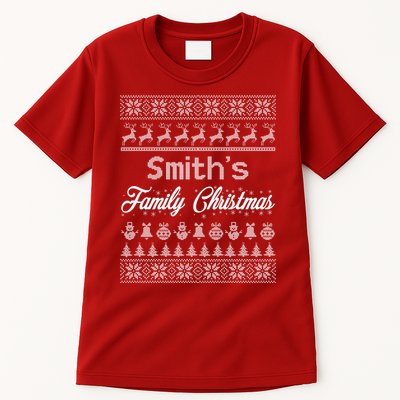 Custom Family Christmas Ugly Sweater Personalized Tall T-Shirt