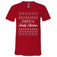 Custom Family Christmas Ugly Sweater Personalized V-Neck T-Shirt