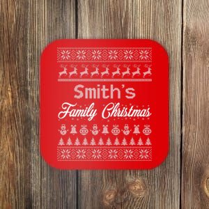 Custom Family Christmas Ugly Sweater Personalized Coaster