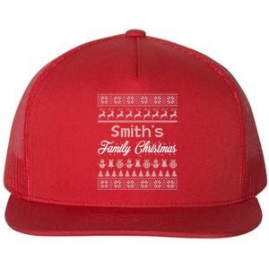 Custom Family Christmas Ugly Sweater Personalized Flat Bill Trucker Hat