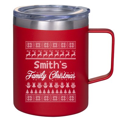 Custom Family Christmas Ugly Sweater Personalized 12oz Stainless Steel Coffee Mug