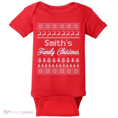 Custom Family Christmas Ugly Sweater Personalized Baby Bodysuit