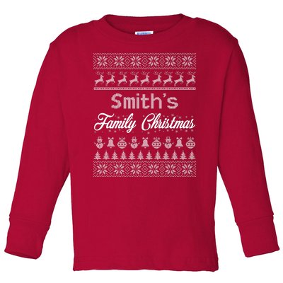 Custom Family Christmas Ugly Sweater Personalized Toddler Long Sleeve Shirt