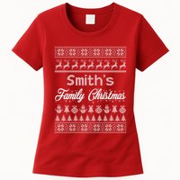 Custom Family Christmas Ugly Sweater Personalized Womens T-Shirt
