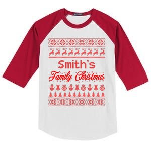 Custom Family Christmas Ugly Sweater Personalized Kids Colorblock Raglan Jersey