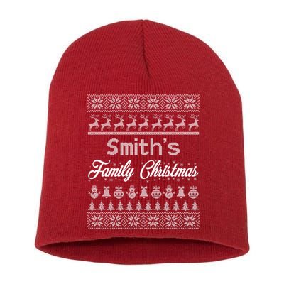 Custom Family Christmas Ugly Sweater Personalized Short Acrylic Beanie