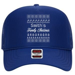 Custom Family Christmas Ugly Sweater Personalized High Crown Mesh Back Trucker Hat