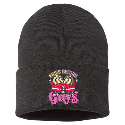 Funny Cute Valentines Day Fries Before Guys Sustainable Knit Beanie