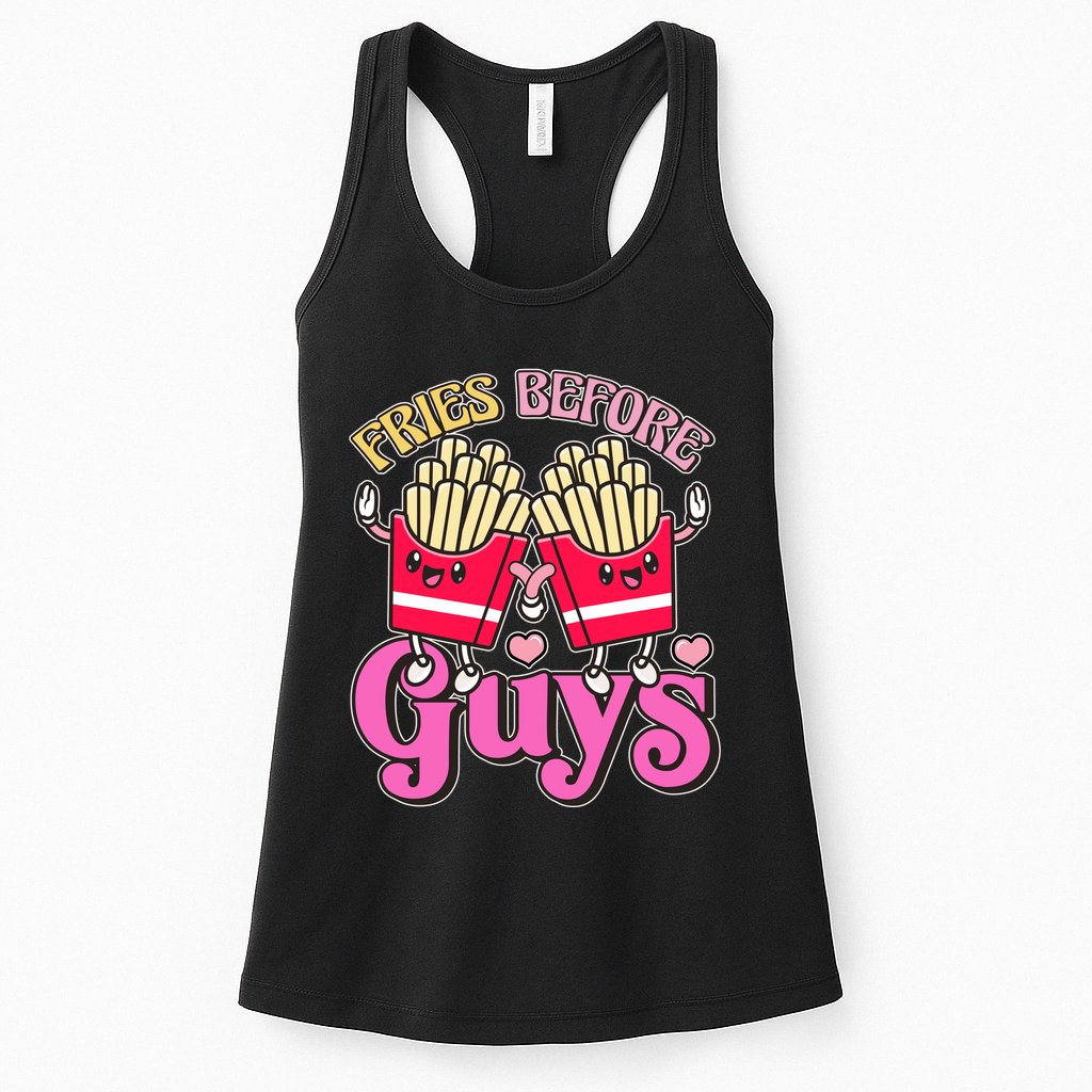 Funny Cute Valentines Day Fries Before Guys Womens Tank Top