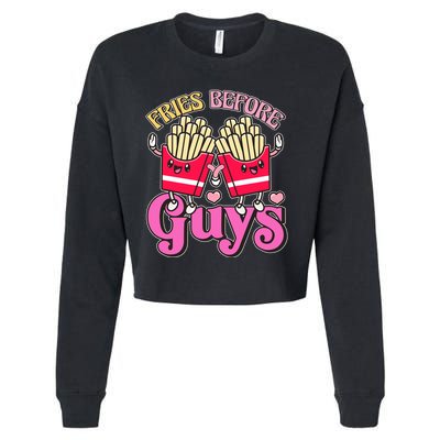 Funny Cute Valentines Day Fries Before Guys Cropped Pullover Crew