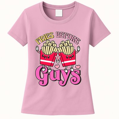Funny Cute Valentines Day Fries Before Guys Womens T-Shirt