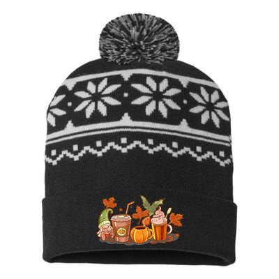 Fall Coffee Vintage Thanksgiving Pumpkin Spice USA-Made Snowflake Beanie