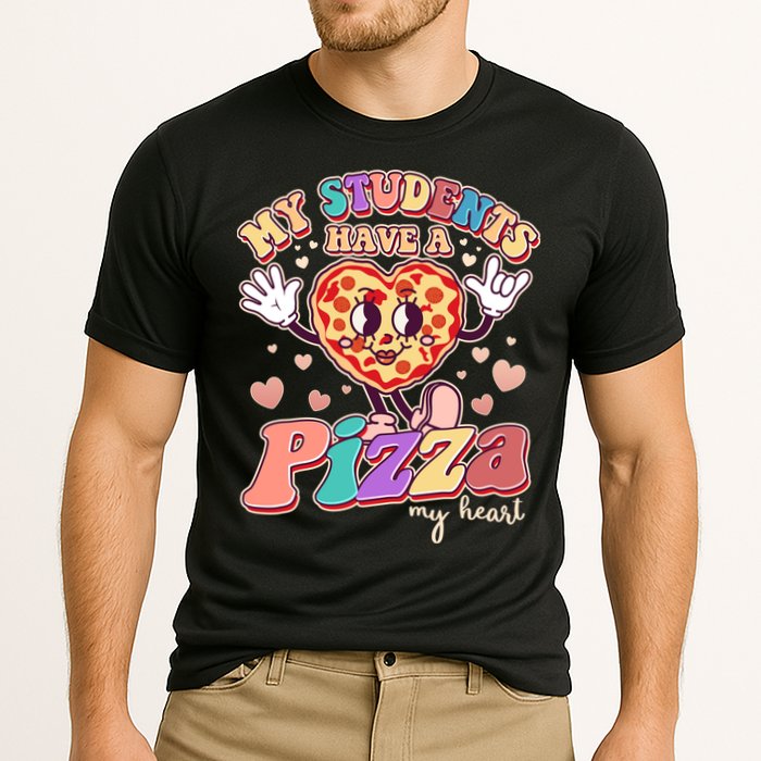 Funny Cute Valentines Day My Students Have A Pizza My Heart Cooling Performance Crew T-Shirt