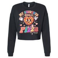 Funny Cute Valentines Day My Students Have A Pizza My Heart Cropped Pullover Crew
