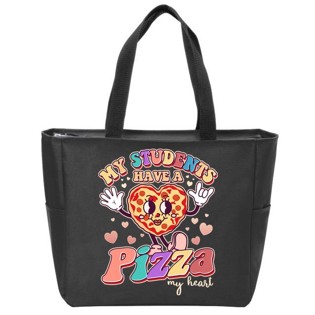 Funny Cute Valentines Day My Students Have A Pizza My Heart Zip Tote Bag