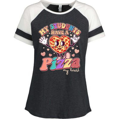 Funny Cute Valentines Day My Students Have A Pizza My Heart Enza Ladies Jersey Colorblock Tee