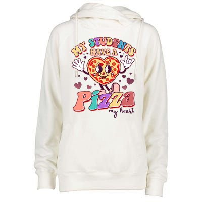 Funny Cute Valentines Day My Students Have A Pizza My Heart Womens Funnel Neck Pullover Hood