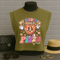 Funny Cute Valentines Day My Students Have A Pizza My Heart Garment-Dyed Women's Muscle Tee