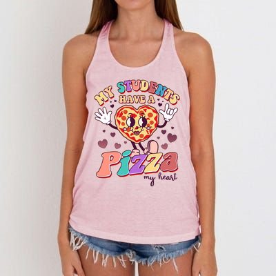 Funny Cute Valentines Day My Students Have A Pizza My Heart Women's Knotted Racerback Tank