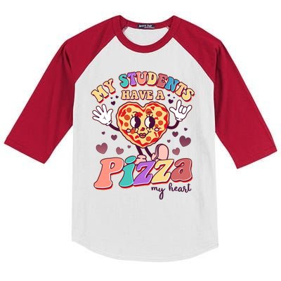 Funny Cute Valentines Day My Students Have A Pizza My Heart Kids Colorblock Raglan Jersey