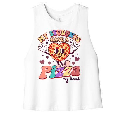 Funny Cute Valentines Day My Students Have A Pizza My Heart Women's Racerback Cropped Tank