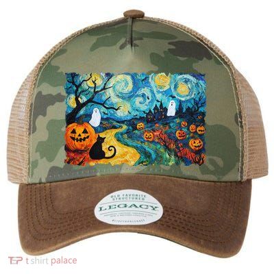 Funny Classic Van Gogh Inspired Halloween Scene Legacy Tie Dye Trucker Hat