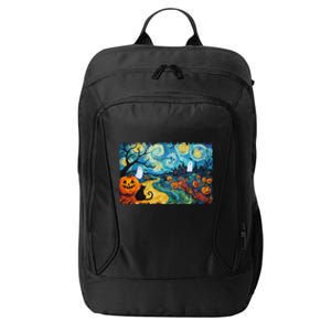 Funny Classic Van Gogh Inspired Halloween Scene City Backpack